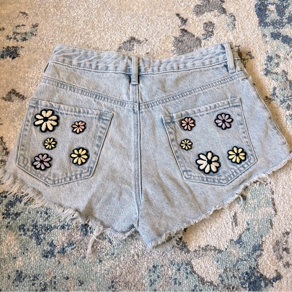 Pacsun Embroidered High Rise Festival Jean Shorts